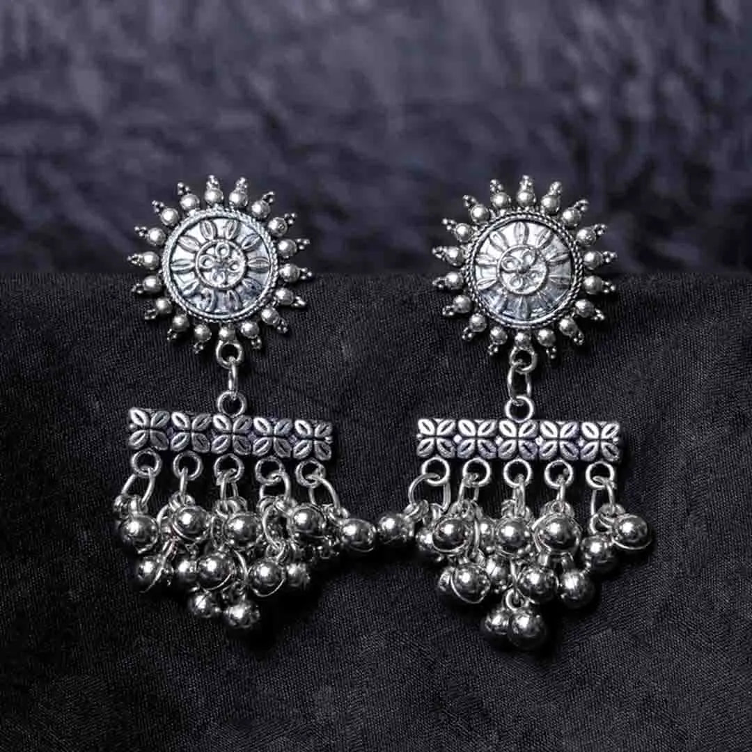 Oxidised Chakra Ghungroo Drop Earrings