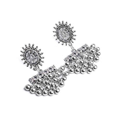 Oxidised Chakra Ghungroo Drop Earrings