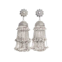 Oxidised Floral Ghungroo Tassel Dangle