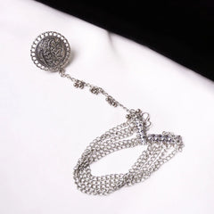 Intricate Oxidised Chain Ring Bracelet