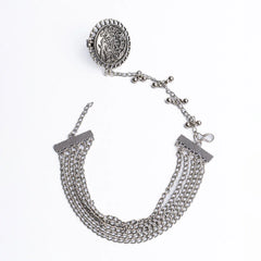 Intricate Oxidised Chain Ring Bracelet