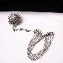 Intricate Oxidised Chain Ring Bracelet