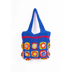 Blue Crochet Colourful Shoulder Bag