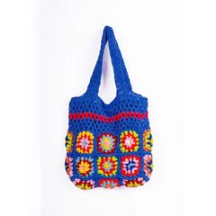 Blue Crochet Colourful Shoulder Bag