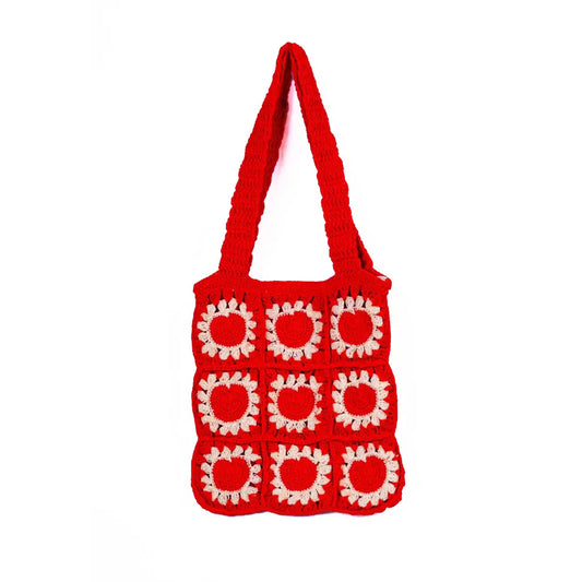Crochet Knitted Heart Shoulder Bag