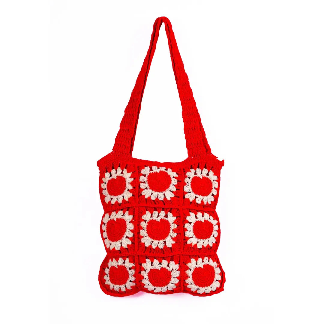 Crochet Knitted Heart Shoulder Bag