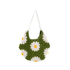 Olive Floral Small Crochet Hand Bag
