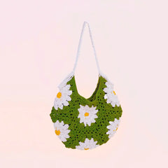 Olive Floral Small Crochet Hand Bag