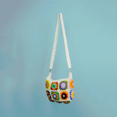Colourful Floral Crochet Shoulder Bag