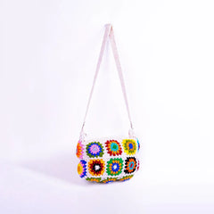 Colourful Floral Crochet Shoulder Bag