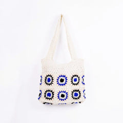 Crochet White n Blue Shoulder Bag