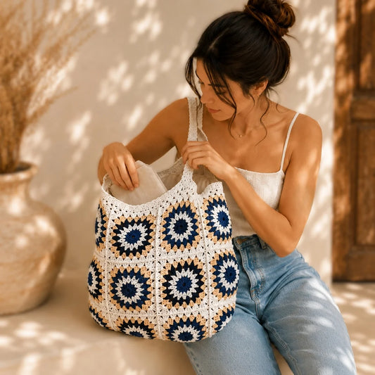 Crochet White n Black Shoulder Bag