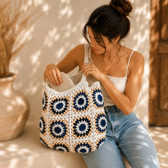 Crochet White n Black Shoulder Bag