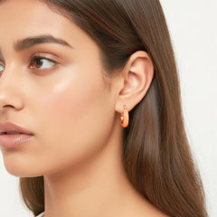 Enamel Round Small Hoop Earrings - 18K Gold Plated