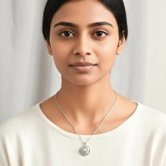 Circular Gems Spinning Necklace - Rhodium Plated