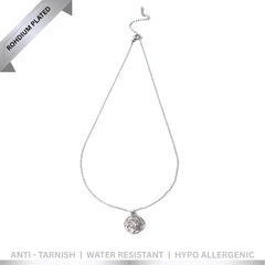 Circular Gems Spinning Necklace - Rhodium Plated