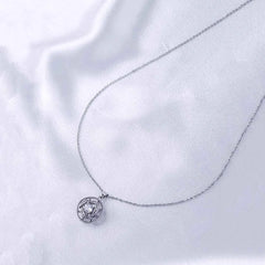 Circular Gems Spinning Necklace - Rhodium Plated