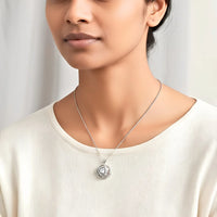 Circular Gems Spinning Necklace - Rhodium Plated