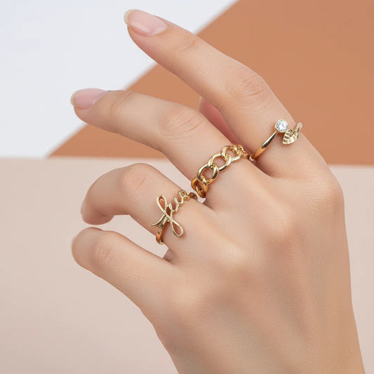 Pack of 5 Link Chain Fun Rings Combo