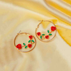 Radiant Rose Vine Hoops - 18K Gold Plated