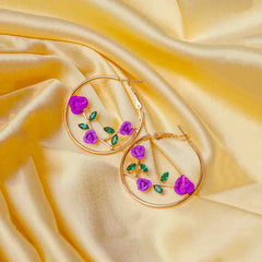 Radiant Rose Vine Hoops - 18K Gold Plated