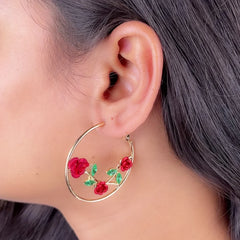 Radiant Rose Vine Hoops - 18K Gold Plated