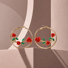 Radiant Rose Vine Hoops - 18K Gold Plated