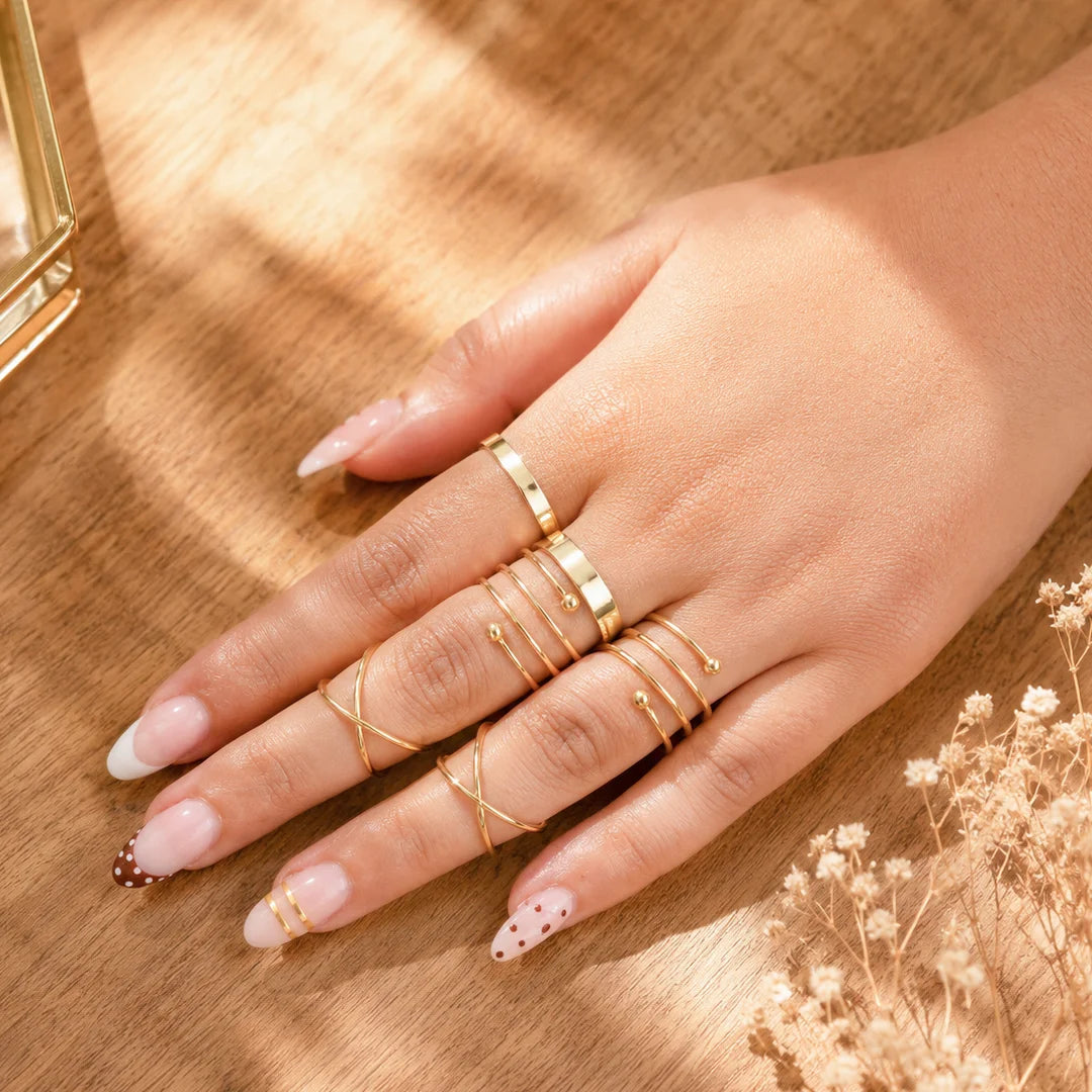 Pack of 6 Golden Orbit Rings Combo