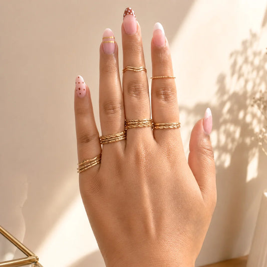 Pack of 14 Sleek Golden Rings Combo