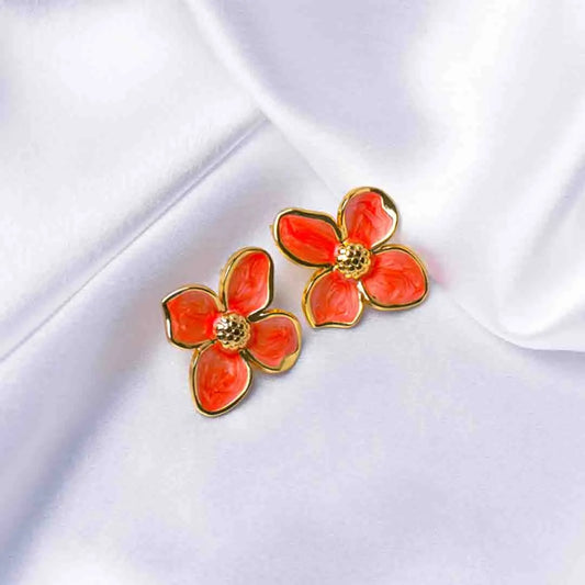 Elegant Golden Floral Stud Earrings
