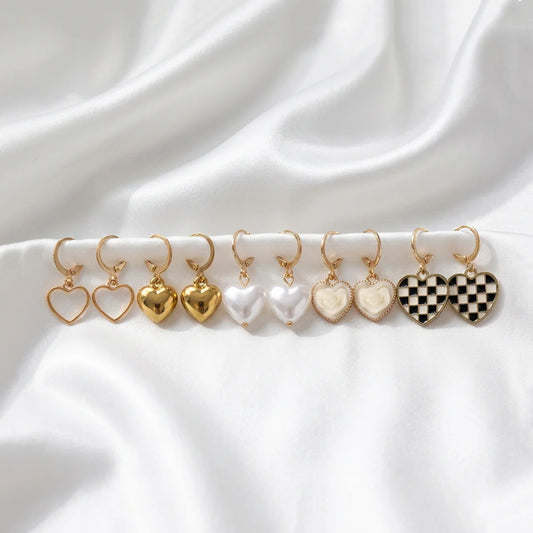 Set of 5 All hearts Hoops Earrings Combo