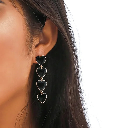 Set of 5 Golden Glazy Black Earrings Combo
