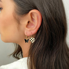 Set of 5 Golden Glazy Black Earrings Combo