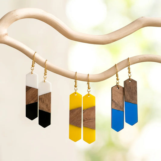 Set of 3 Wooden Resin Earrings Combo