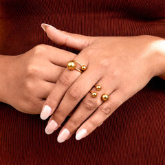 Pack of 2 Golden Orbit Sphere Open Rings