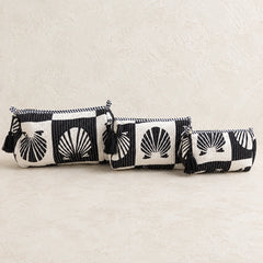 Black White Shell 3 Layered Pouches