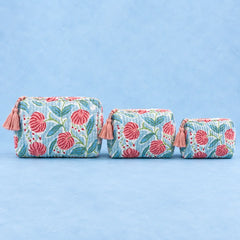 Pink Floral Pouch Set