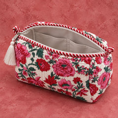 White Red Pink Floral 3 Layered Pouches