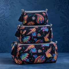 Black Floral 3 Layered Pouches