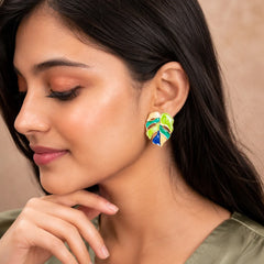 Tropical Leaf Enamel Studs