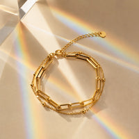 Dual Chain Link Bracelet - 18K Gold Plated