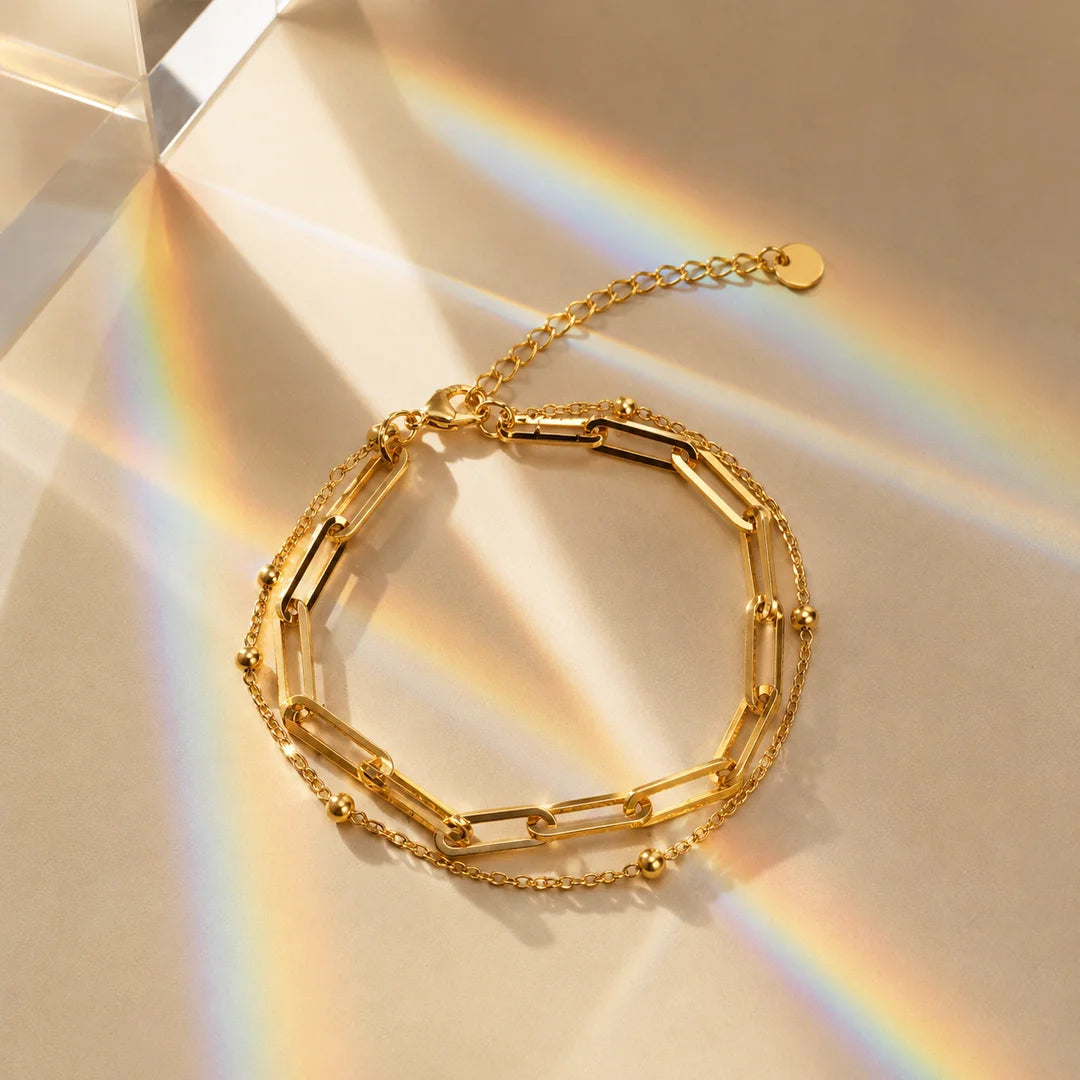 Dual Chain Link Bracelet - 18K Gold Plated