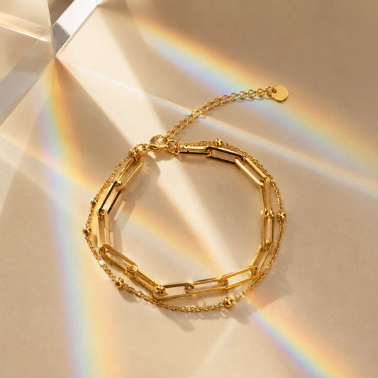 Dual Chain Link Bracelet - 18K Gold Plated