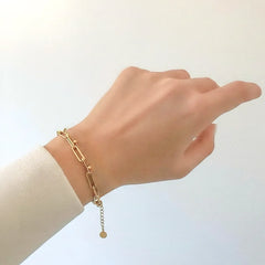 Dual Chain Link Bracelet - 18K Gold Plated