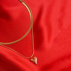Layered Heart Necklace - 18K Gold Plated