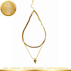 Layered Heart Necklace - 18K Gold Plated