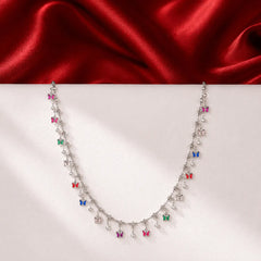 Colorful Butterfly Crystal Charm Necklace