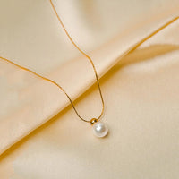 Dainty Pearl Chain Necklace - 18K Gold Plated