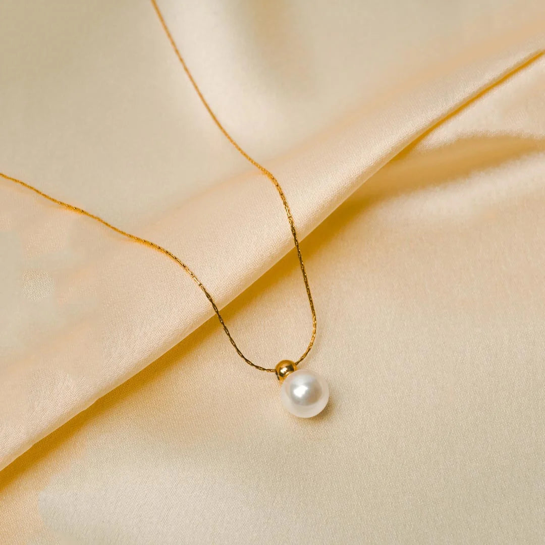 Dainty Pearl Chain Necklace - 18K Gold Plated