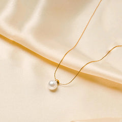 Dainty Pearl Chain Necklace - 18K Gold Plated